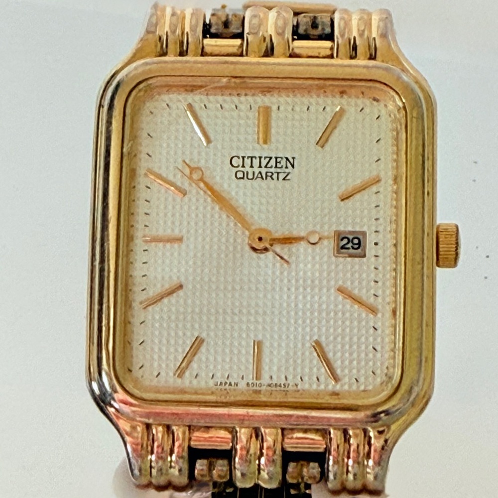Vintage Citizen Men's Dress Watch "Tank Style" Gold Plated Quartz‎